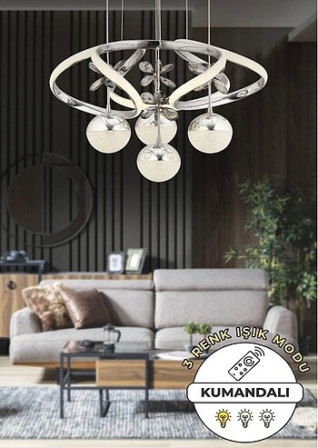 MODERN 4 TOPLU LED AVİZE (GÜMÜŞ RENGİ )