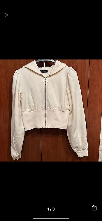 Bershka kapsonlu fermuarlı sweatshirt