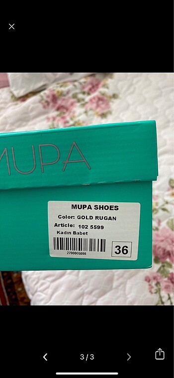 36 Beden Mupa Shoes Gold Rugan Bağcıklı Babet