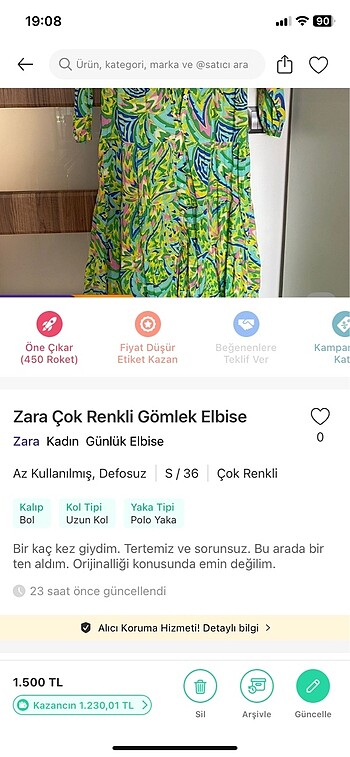 s Beden çeşitli Renk Zara Çok Renkli Gömlek Elbise