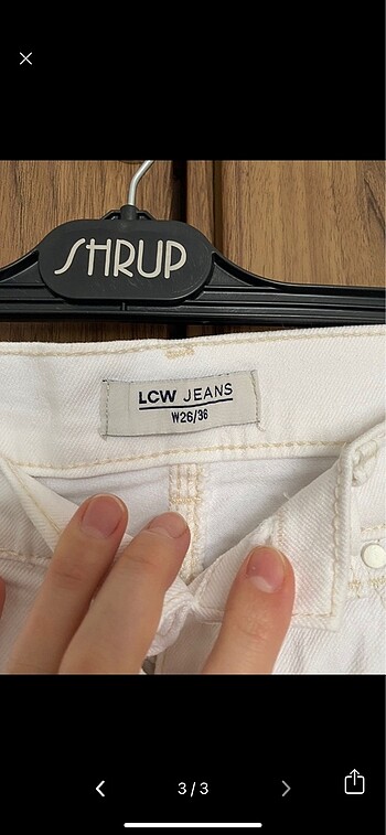 36 Beden LCW Kesik Paça Beyaz Straight Jean