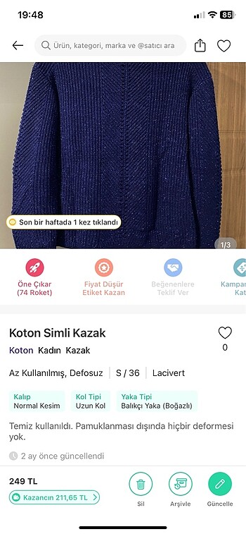 s Beden lacivert Renk Koton Simli Kazak