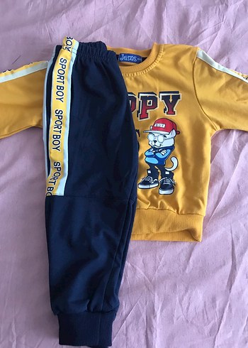 LC Waikiki Sarı Baskılı Erkek Çocuk Eşofman Takımı