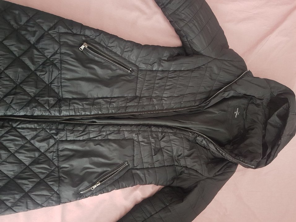 Fermuarlı Siyah Kadın Midi Mont - Görsel 2