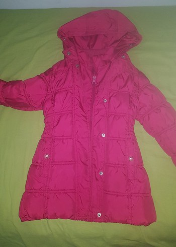 Kızlar için düğmeli parlak pembe mont - Görsel 2