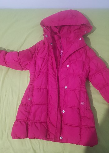 Kızlar için düğmeli parlak pembe mont - Görsel 3