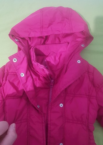 Kızlar için düğmeli parlak pembe mont - Görsel 5