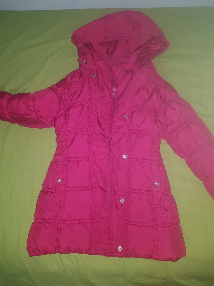 Kızlar için düğmeli parlak pembe mont - Görsel 2