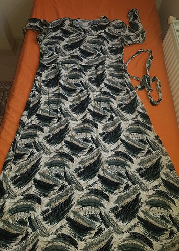 Gri Bağcıklı Uzun Straplez Kadın Elbise - Görsel 2