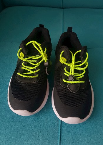 Siyah Renkli Neon Bağcıklı Erkek Spor Ayakkabı - Görsel 2
