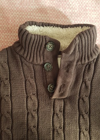 Erkek Çocuk Kahverengi Balıkçı Yaka Örgü Kazak - Görsel 4