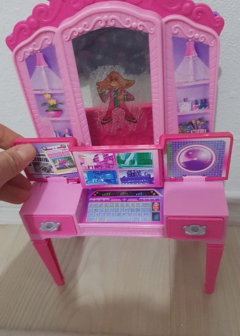 Renkli Pembe Çocuk Oyun Makyaj Masası - Görsel 8