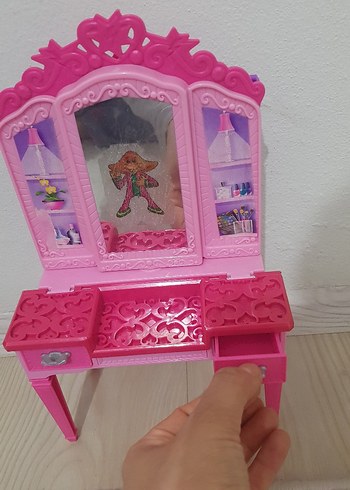 Renkli Pembe Çocuk Oyun Makyaj Masası - Görsel 4