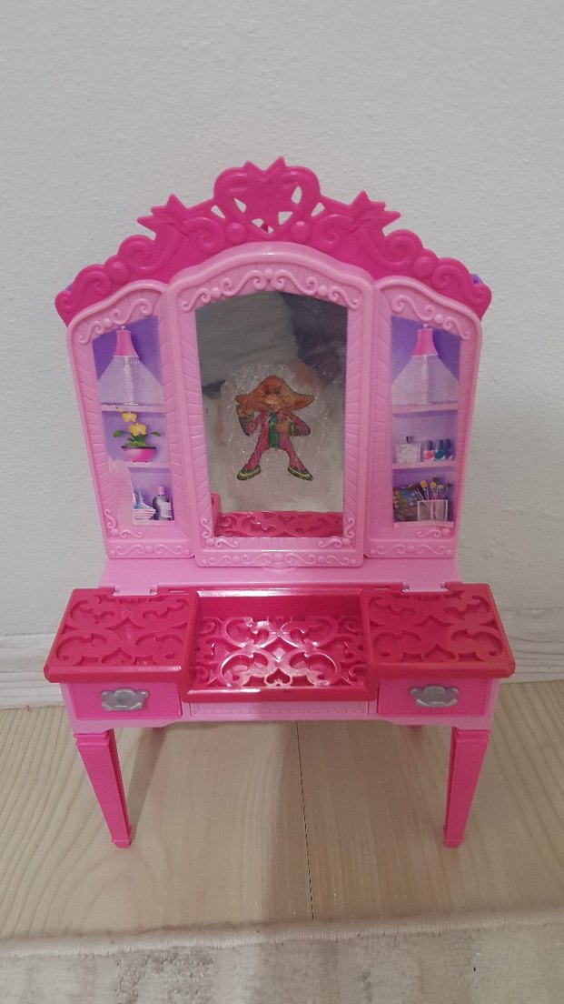 Renkli Pembe Çocuk Oyun Makyaj Masası - Görsel 3