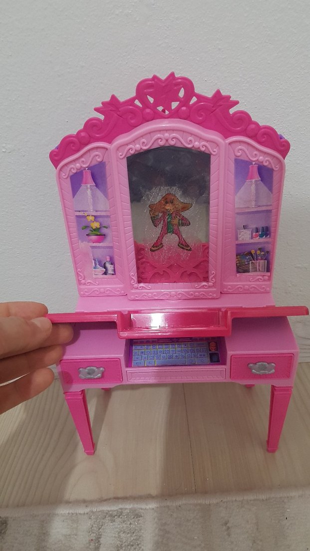 Renkli Pembe Çocuk Oyun Makyaj Masası - Görsel 2