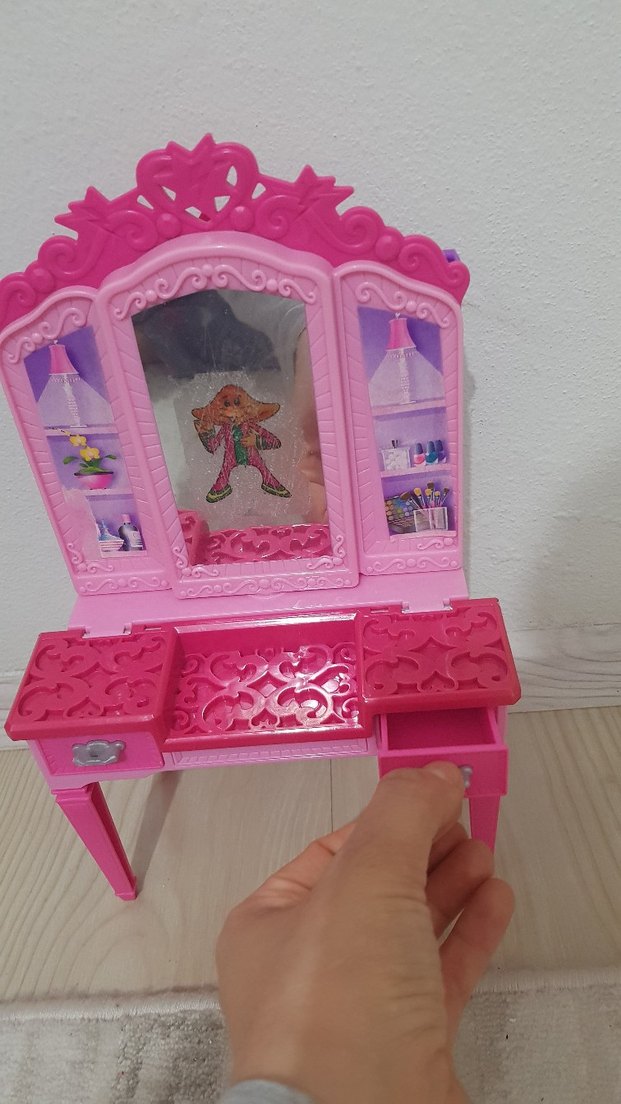 Renkli Pembe Çocuk Oyun Makyaj Masası - Görsel 4