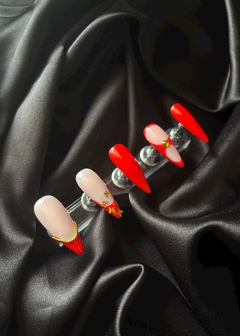 Kırmızı Renkli Parlak Jel Takma Tırnak - Görsel 2