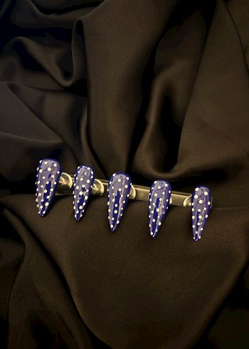 Lacivert Puantiyeli Jel Takma Tırnak - Görsel 2