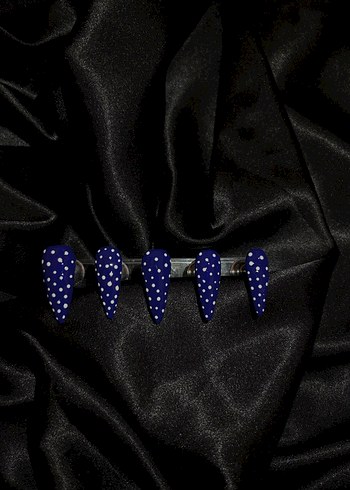 Lacivert Puantiyeli Jel Takma Tırnak - Görsel 3