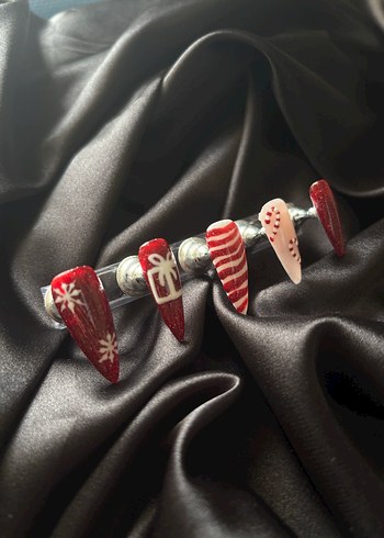 Kırmızı Parıltılı Yılbaşı Jel Takma Tırnak - Görsel 4