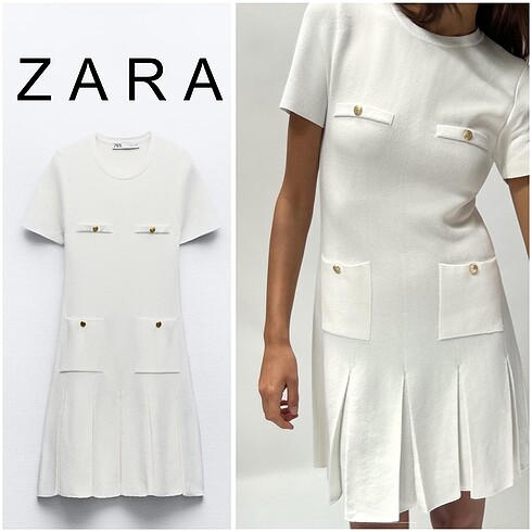 Zara Dore düğmeli triko elbise