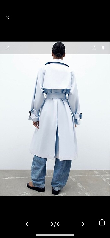 m Beden mavi Renk Zara trenchcoat etiketli