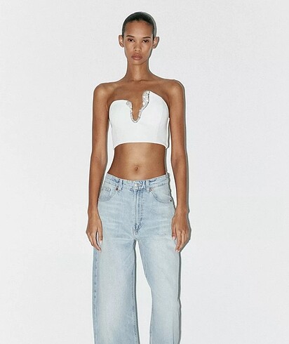 Zara Zara mücevherli top crop