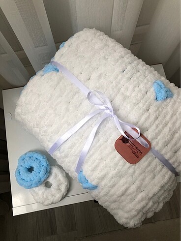 Kalpli bebe mavisi puffy bebek battaniyesi ,ürünlerim el emeğidi