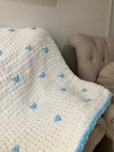 Kalpli bebe mavisi puffy bebek battaniyesi ,ürünlerim el emeğidi - Görsel 4