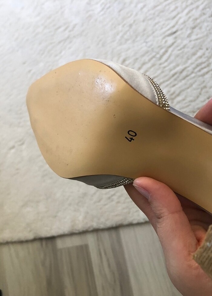 Taşlı saten kadın topuklu ayakkabısı - Görsel 4