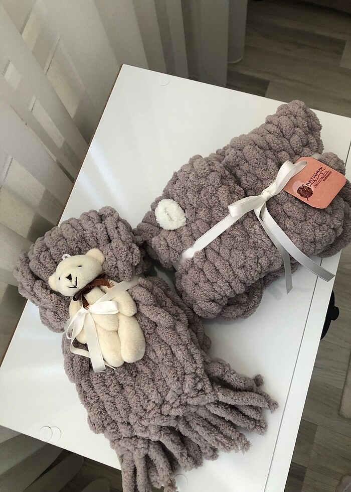 Bebek bere atkı patik takımı ürünlerim el emeğidir. - Görsel 2