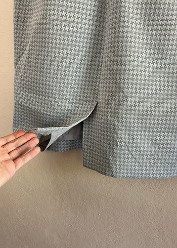 Sarar Gri Mini Kareli V Yakalı Midi Elbise - Görsel 4