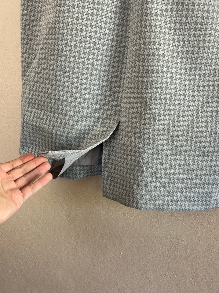 Sarar Gri Mini Kareli V Yakalı Midi Elbise - Görsel 4