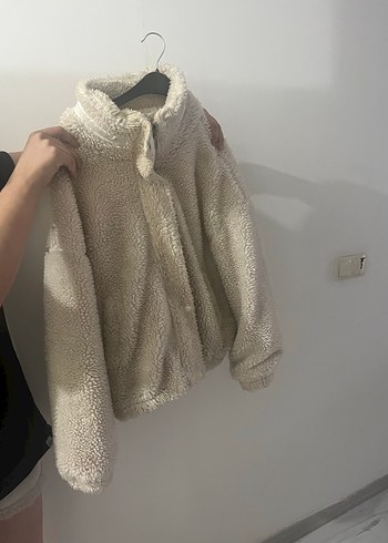 38 Beden camel Renk Bej Kadın Midi Boy Suni Kürk Ceket