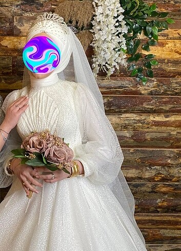 38 Beden beyaz Renk Tesettür gelinlik