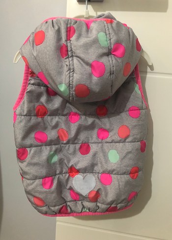 Kız bebek Gri Puantiyeli Fermuarlı Yelek - Görsel 2