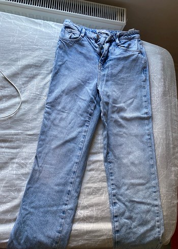 Zara Kadın Mavi Gri Bol Kesim Midi Kot Pantolon