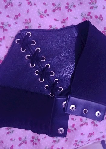 siyah Deri Gotik Kadın Kemer - Görsel 3