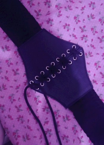 siyah Deri Gotik Kadın Kemer - Görsel 2