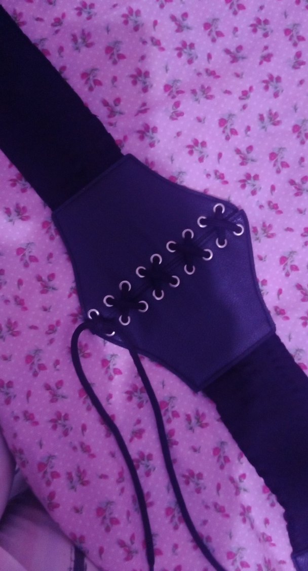 siyah Deri Gotik Kadın Kemer - Görsel 2