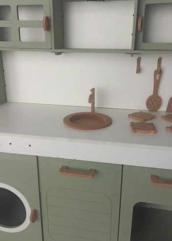 Yeşil Gri Ahşap Oyuncak Mutfak Seti son fiyat - Görsel 2