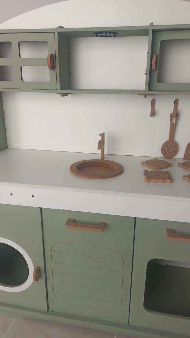 Yeşil Gri Ahşap Oyuncak Mutfak Seti son fiyat - Görsel 2