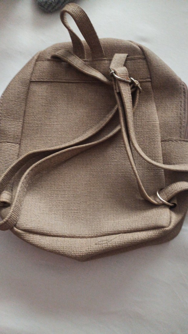 Bej Deri Fermuarlı Kadın Sırt Çantası - Görsel 2