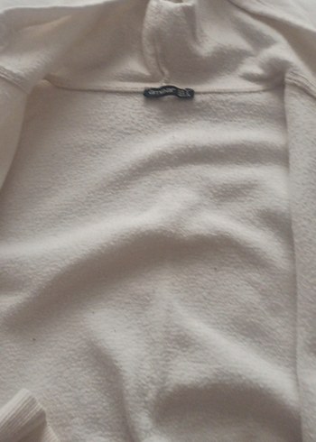 Kadın Beyaz Fermuarlı Kapüşonlu Sweatshirt - Görsel 3