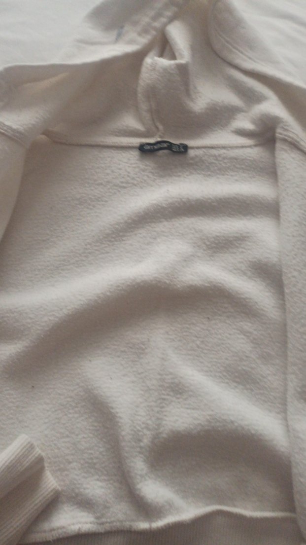 Kadın Beyaz Fermuarlı Kapüşonlu Sweatshirt - Görsel 3