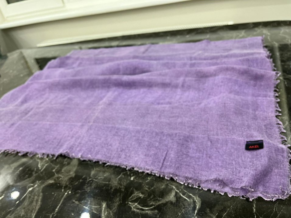 Kadınlar için Mor Keten Pilili Şal - Görsel 4