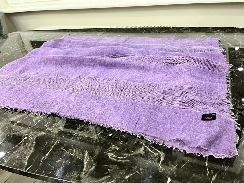 Kadınlar için Mor Keten Pilili Şal - Görsel 3