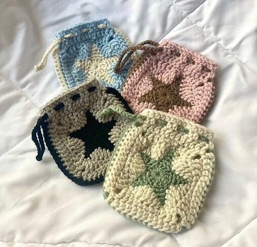 yıldız motifli kese pouch