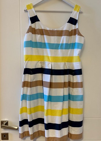 Çizgili, Pilili, Midi Kadın Elbise Nine West