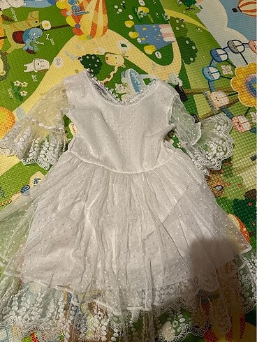 Kız çoçuk beyaz tül gelinlik elbise